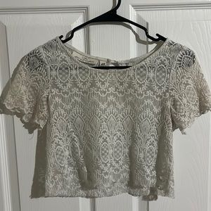 Sheer lace crop top